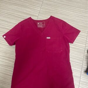 Figs Berry V-Neck Scrub Top